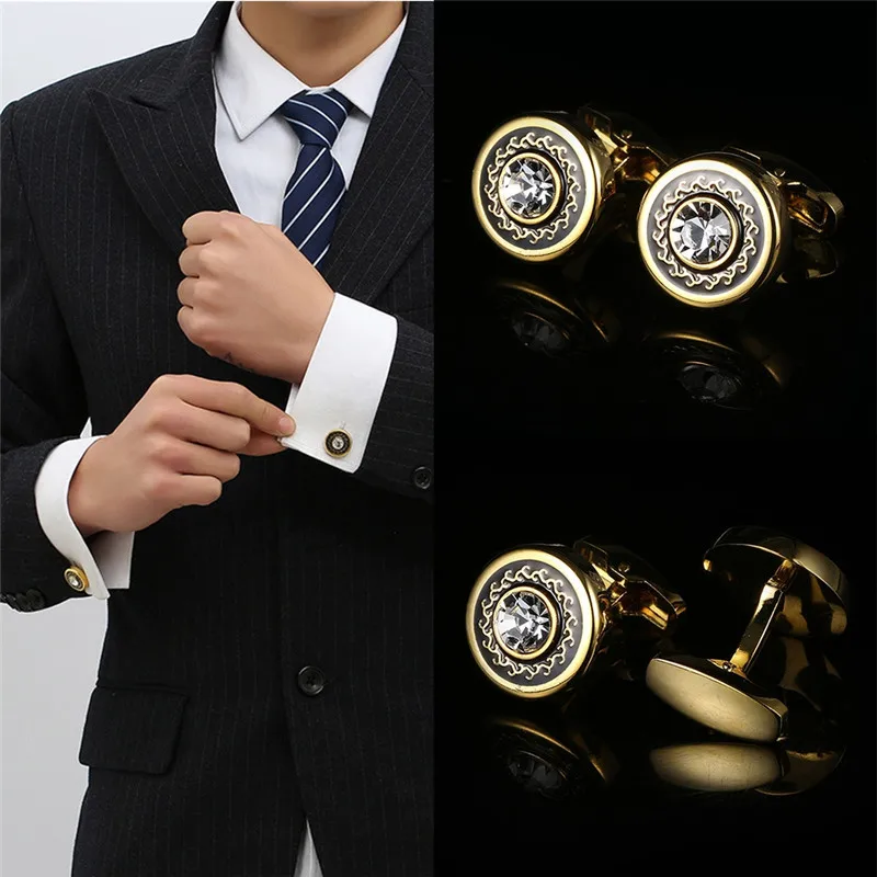 Золотые круглые запонки пуговицы на руку для женщин и мужчин рубашки мужские