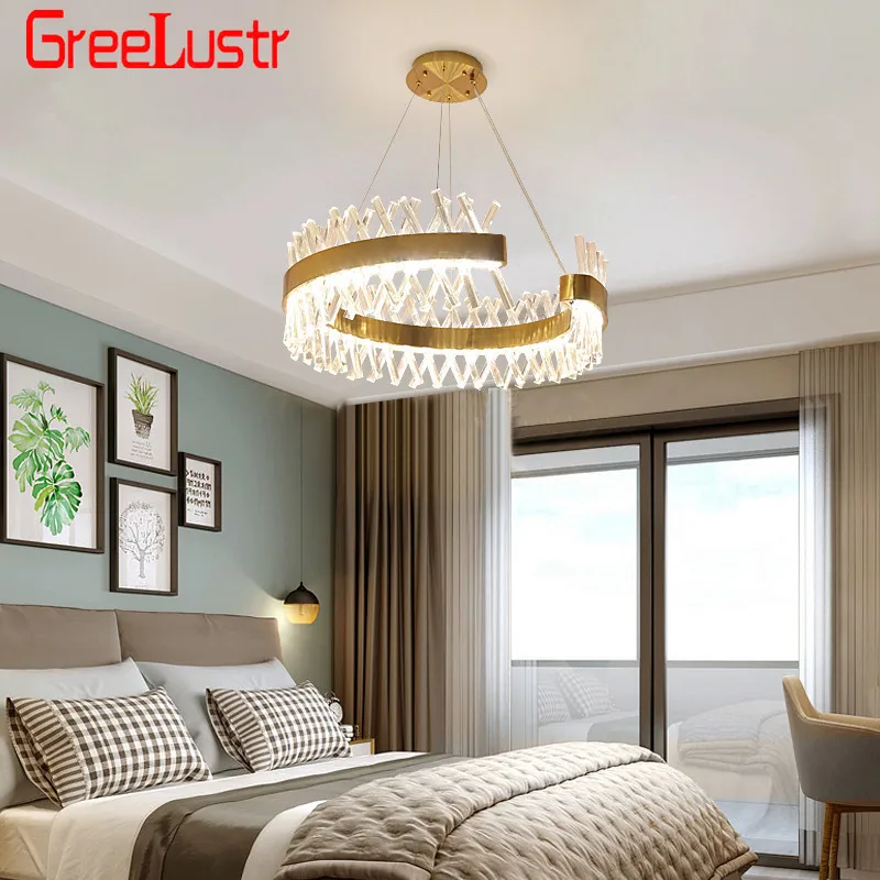 

New Modern Crystal Chandelier Lighting Gold Led Hanging Lamp Luxury Round Crystal Lamp Living Dining Room LED Crystal Lustres