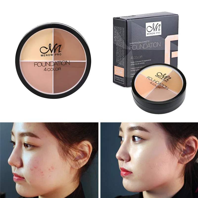 4 цвета контурный макияж порошок консилер палитра тональная кисть|powder concealer|contouring