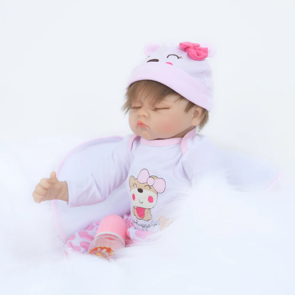

22" Eco- Friendly Cloth Body Reborn Baby Dolls Alive Real Touch Dolls Girl Toys Birthday Gift