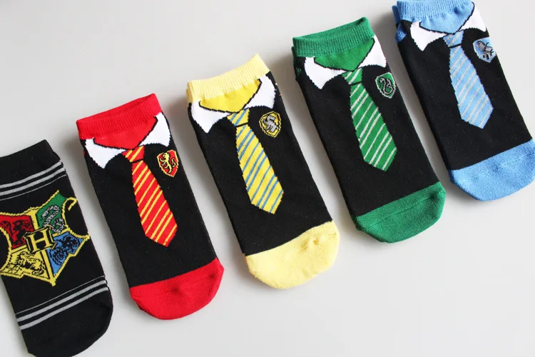 Harri Potter носки до щиколотки с рисунком из мультфильма женские мужские носки галстук узор Магическая школа повседневные короткие носки весна лето тонкие носки 5 цветов