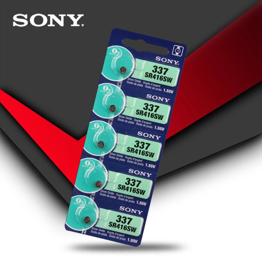5 шт. Новинка sony 337 SR416SW 1,55 в оксид серебра часы батарея SR416SW 337 Кнопка монетница Сделано в Японии