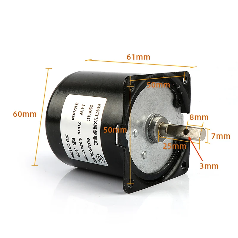 Низкая Скорость миниатюрный 60ktyz 60-KTYZ 14W AC 220V постоянный магнит синхронный Шестерни мотор 2,5 об/мин 5 об/мин 10 15 20 30 50 об/мин