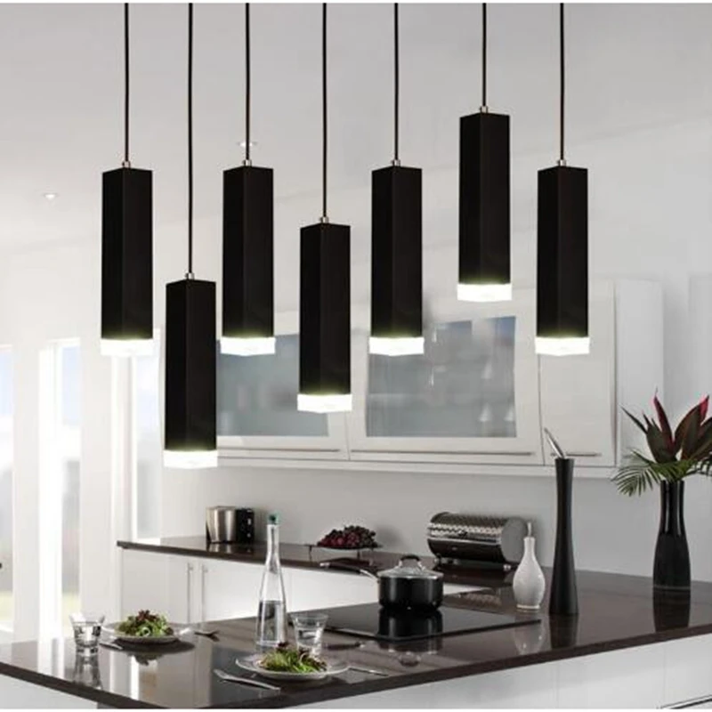 LukLoy Pendant Lights Modern Kitchen Lamp Dining Room Bar Counter Shop Pipe Light Square Tube Spot | Лампы и освещение