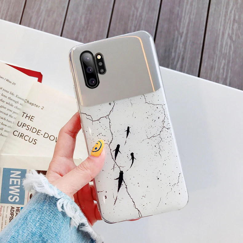Чехол TRISEOLY для samsung Galaxy Note10 Pro маленькая зеркальная рыбка и Цветная мраморная