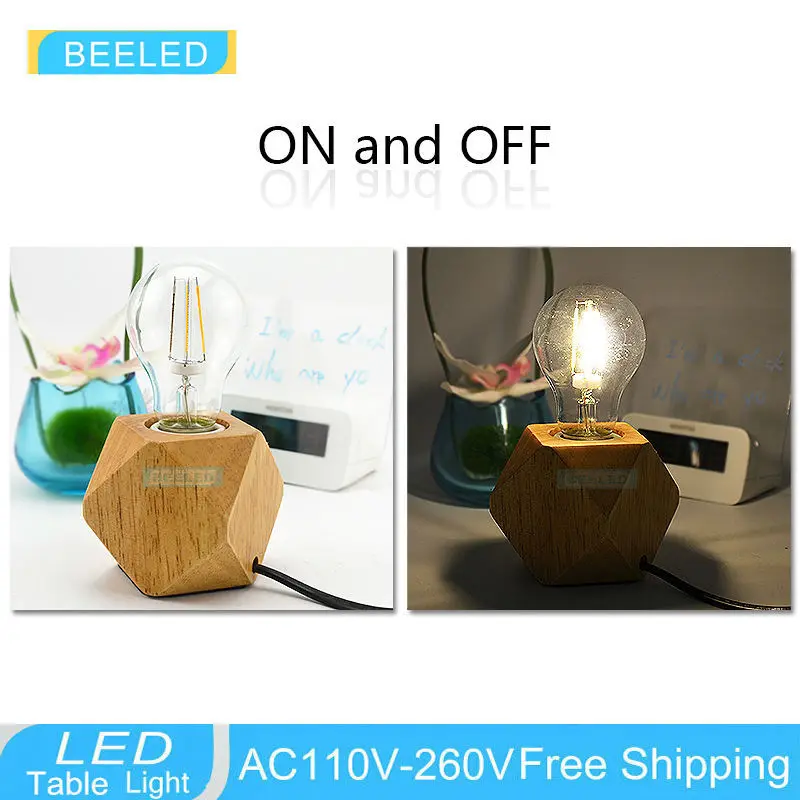 Винтажная деревянная настольная лампа из дубового дерева Современная