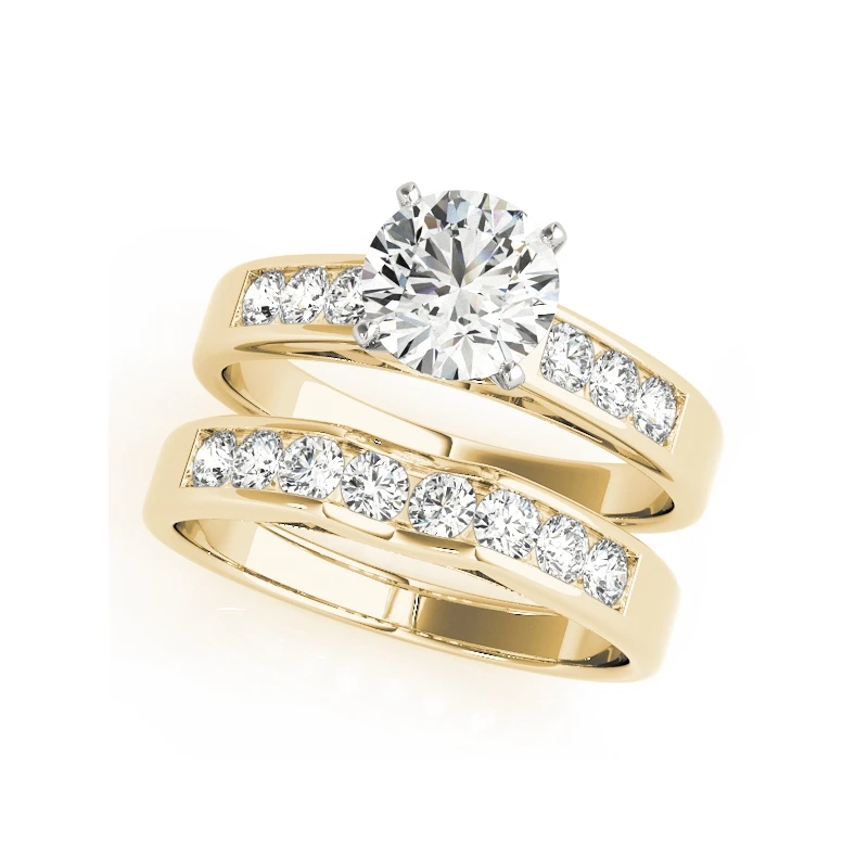 QYI модные кольца наборы для женщин 1,0 ct круглой огранки SONA, имитация ювелирных изделий из стерлингового серебра 925 пробы обручальные кольца