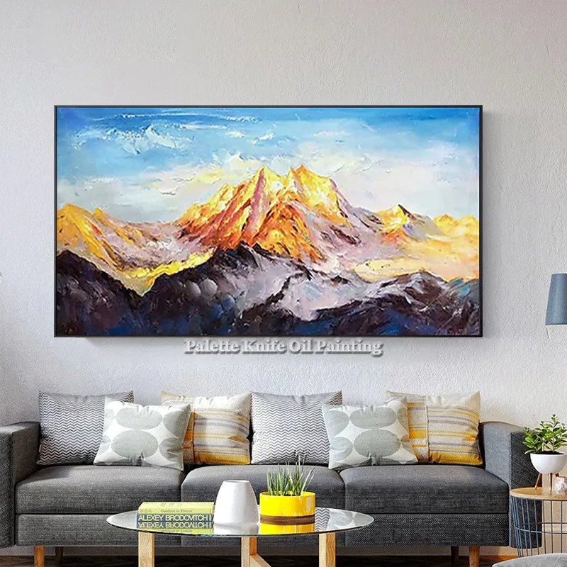 

Canvas Acrylic Painting Gold Art Mountain Wall Art Pictures For Living Room Wall Decor Hand Painted Modern Abstract Cuadro Decor