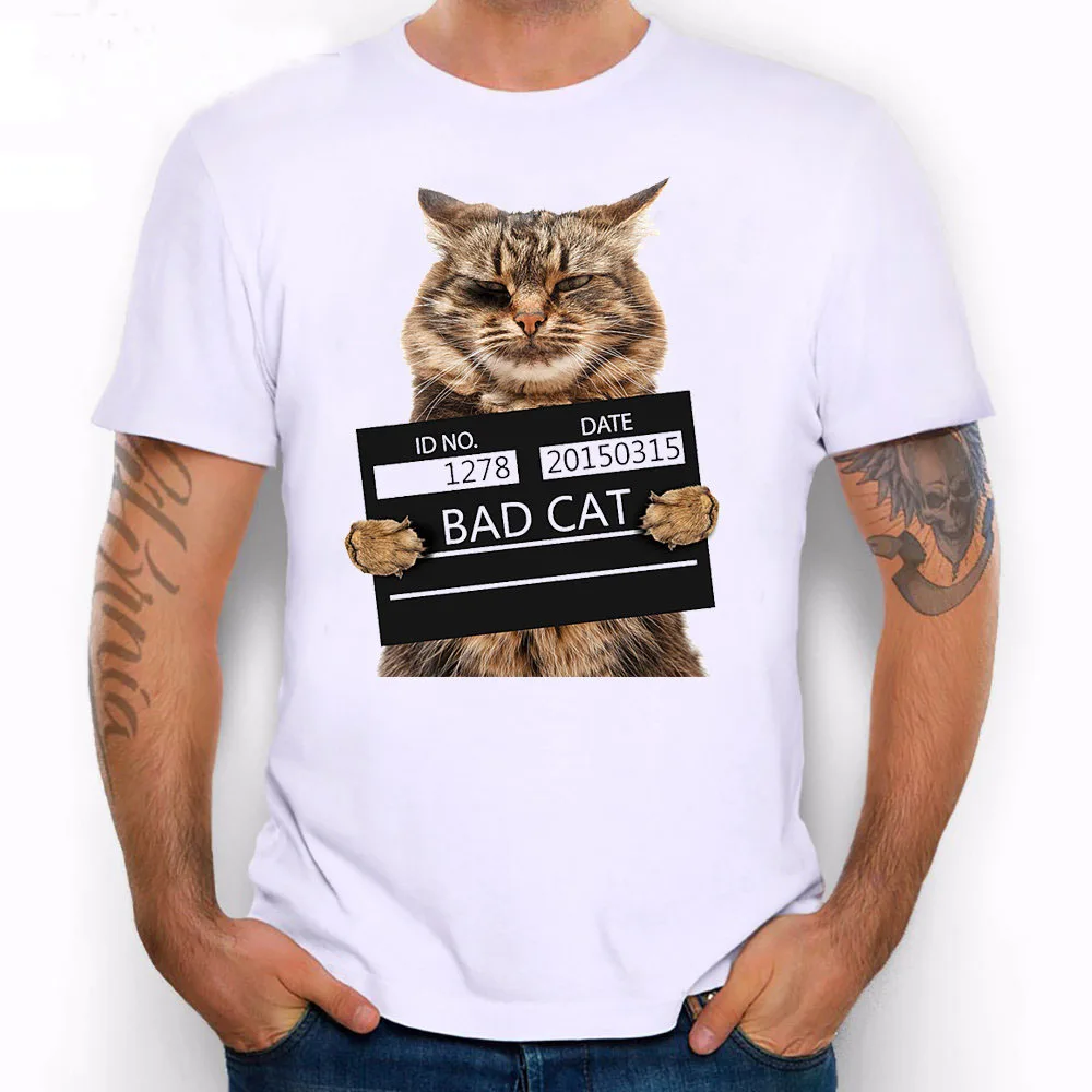 Хит Мужская футболка с принтом Bad Cat женская Dept крутая изображением кота мужская
