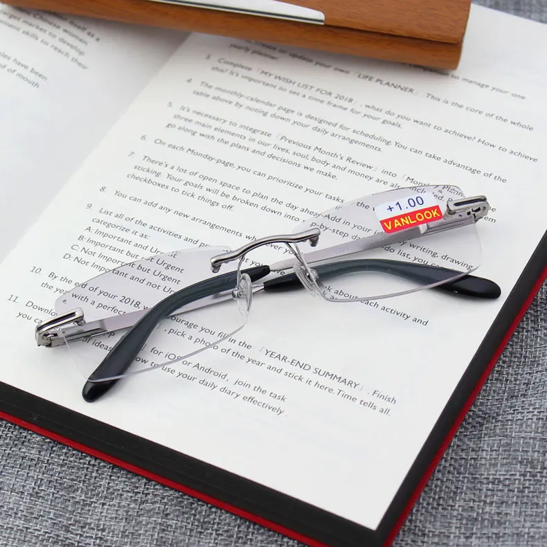 Стразы без оправы очки для чтения с чехол для Для мужчин Oculos de Leitura антибликовое+ 1,00+ 1,50+ 2,00+ 2,50+ 3,00+ 3,50+ 4,00