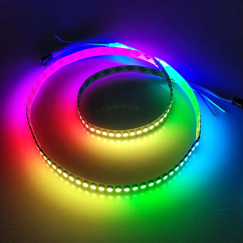 

Светодиодная лента WS2812B RGB, 1 м, со встроенным чипом 2812, 5050 светодиодов/м, 5 в постоянного тока