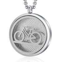 new aroma diffuser bicycle necklace perfume essential oils diffuser locket pendant metal stainless steel aromatherapy jewelry
