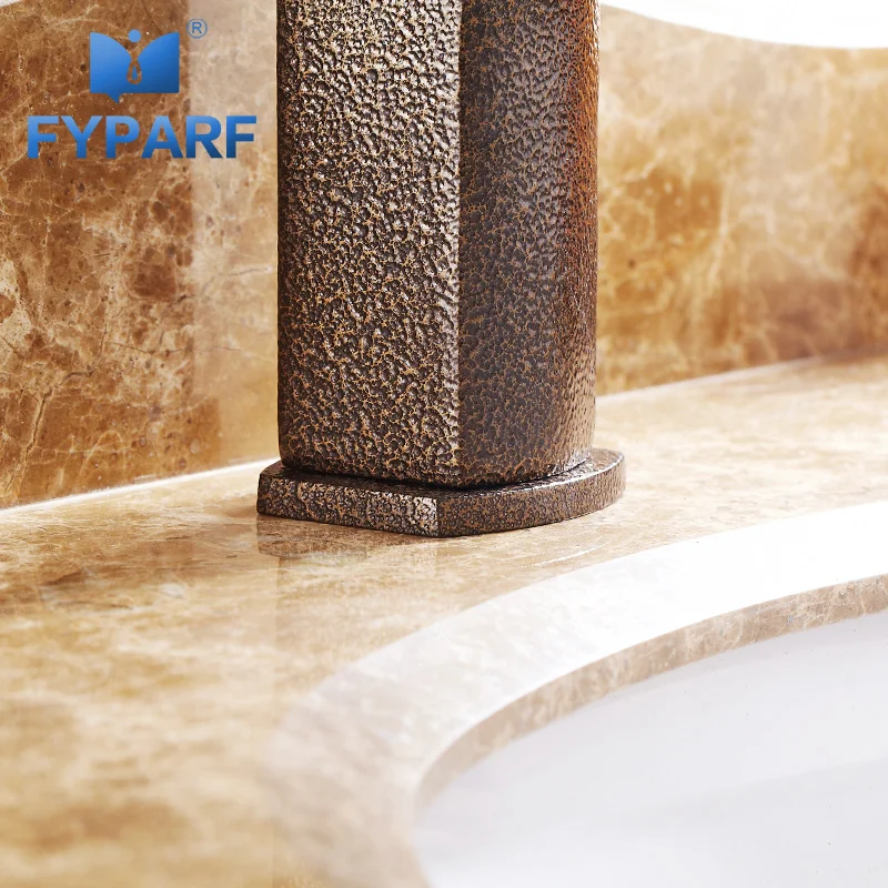 

FYPARF Bathroom Basin Faucets Elegant Sink Faucet Hot and Cold Water Basin Mixer Tap Brown Bronze Brass Toilet Sink Water Crane