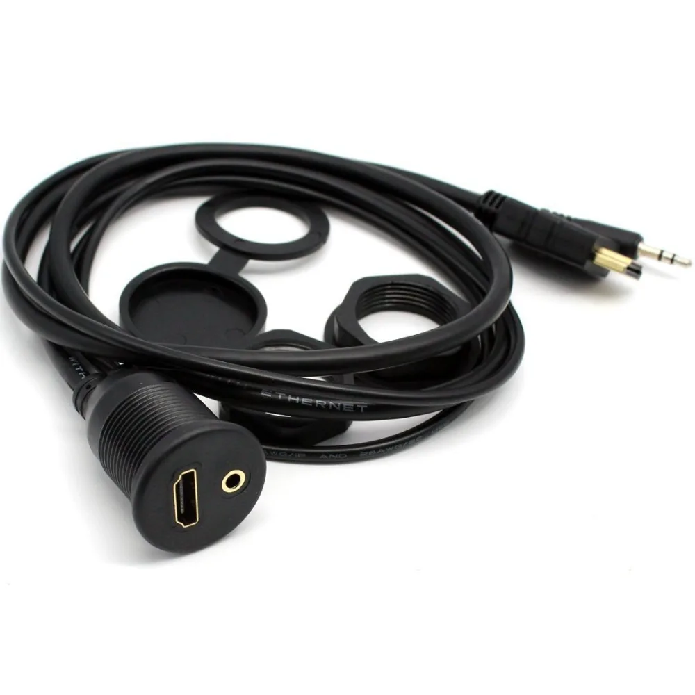 

3.5mm HDMI Extension Dash Flush Panel Mount Cable For Car Boat and Motorcycle Aux cables 3ft 6ft AQJG
