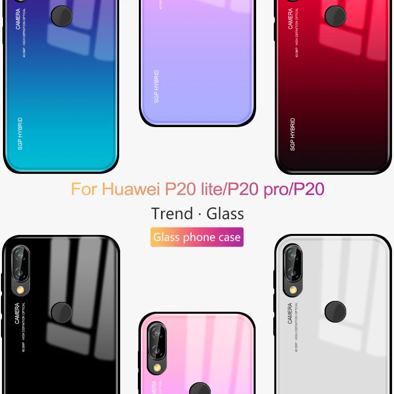 Чехол для Huawei P 20 Pro градиент чехол из закаленного стекла телефона P20 Lite Plus задняя