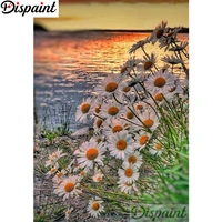 dispaint full squareround drill 5d diy diamond painting flower dusk scenery 3d embroidery cross stitch home decor gift a18392