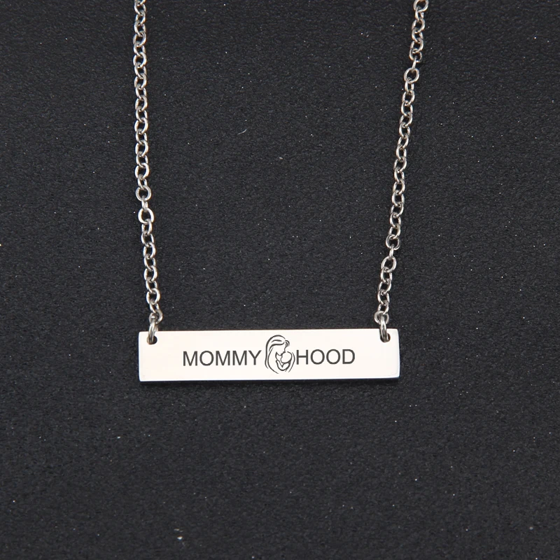 MOMMY HOOD Bar Necklace For Mother's Day Mom Birthday Gift Charm Clavicular Chain Women Exclusive Jewelry Pendant | Украшения и