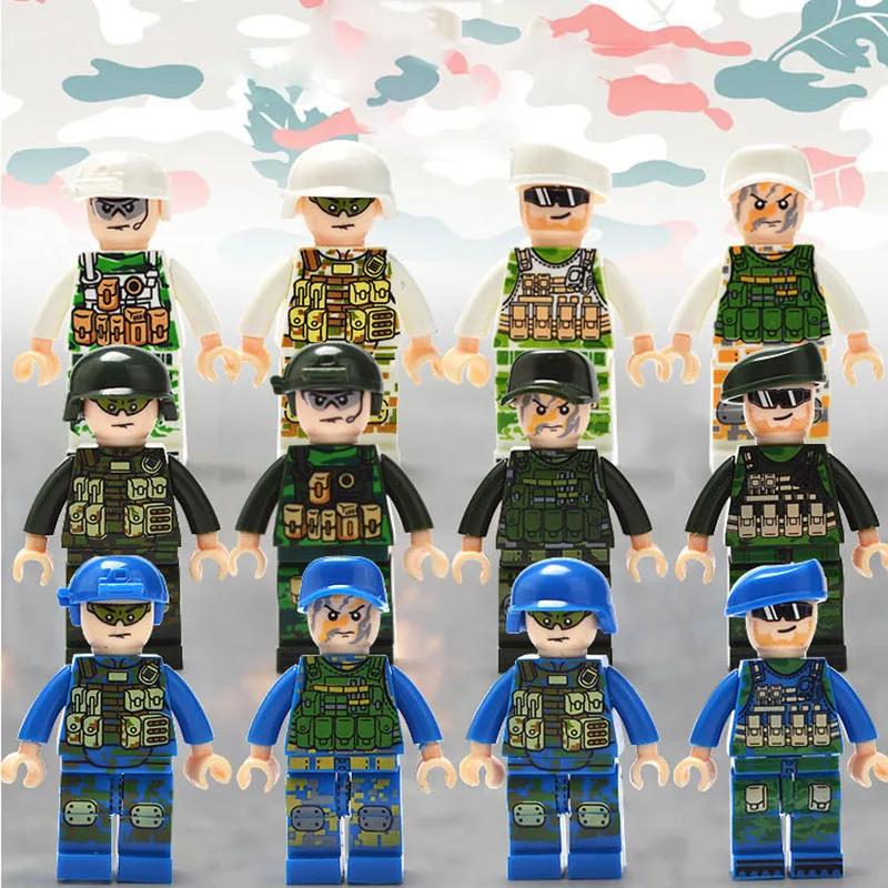 12 шт./компл. DIY военные фигурки военно-морской силы Land force Building Block Игрушка Детский