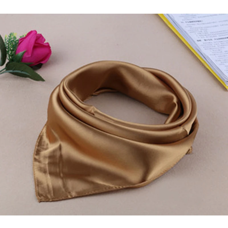 Фото Four seasons new Solid Color Women Silk Scarf Fashion Airline stewardess Occupation 60X60cm small Kerchief Party Gift F1044 №5
