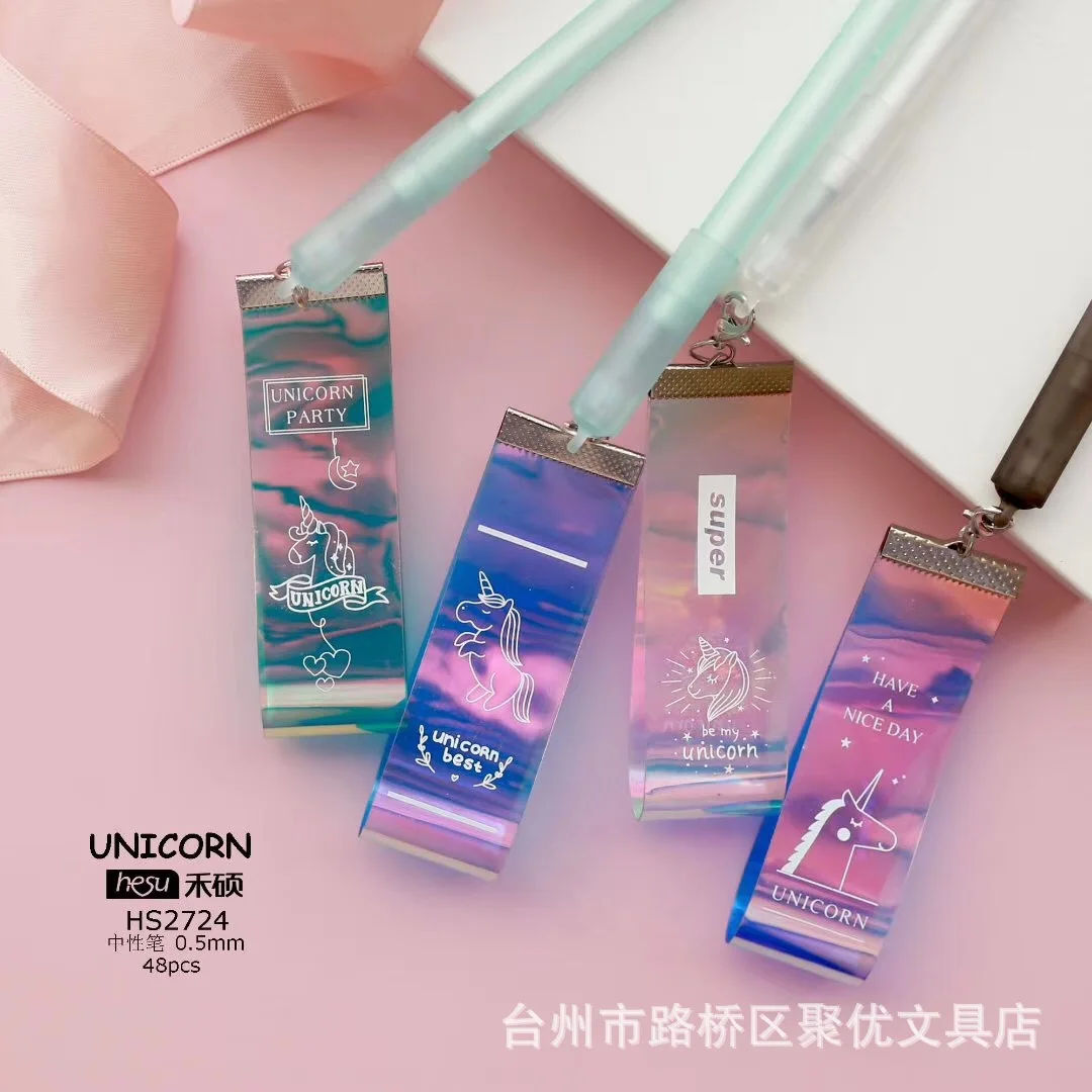 

30pcs Gel Pens Cartoon Unicorn streamers black colored gift gel-ink pens pens for writing Cute stationery office school supplies
