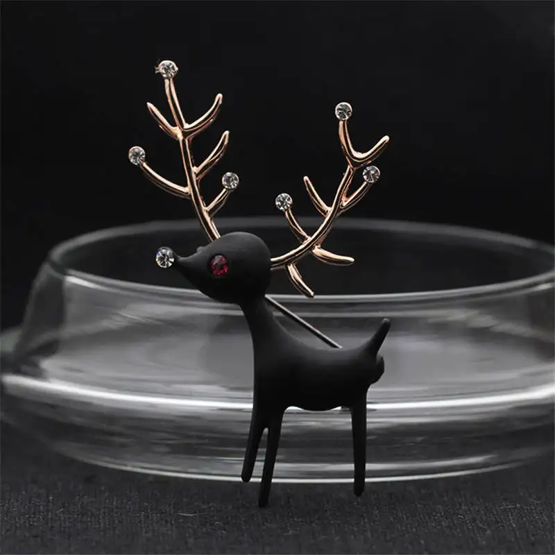 DoreenBeads винтажный черный олень значок животное булавка брошь для кардигана свитер