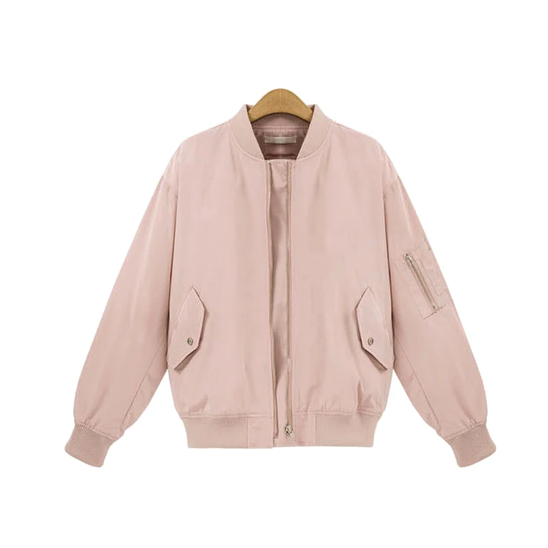 Женская куртка бомбер бейсбольная с воротником стойкой и длинным рукавом весна