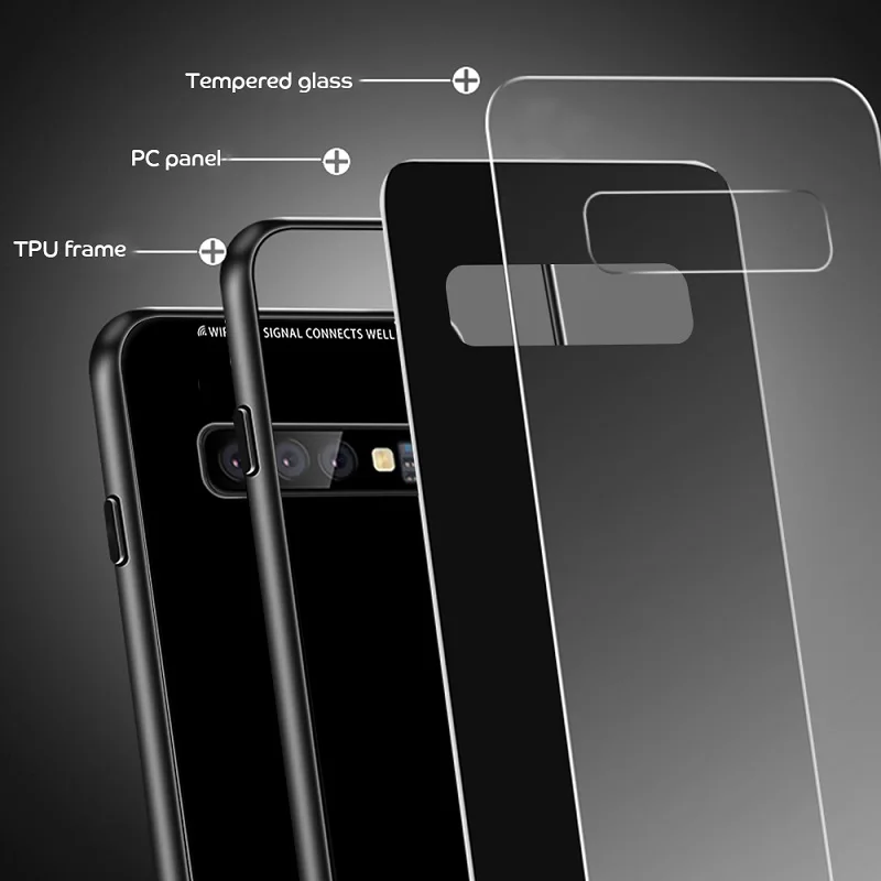 Protective Glass Phone Case for Samsung Galaxy S10 Plus Cover Bumper Coque Back Housing | Мобильные телефоны и аксессуары