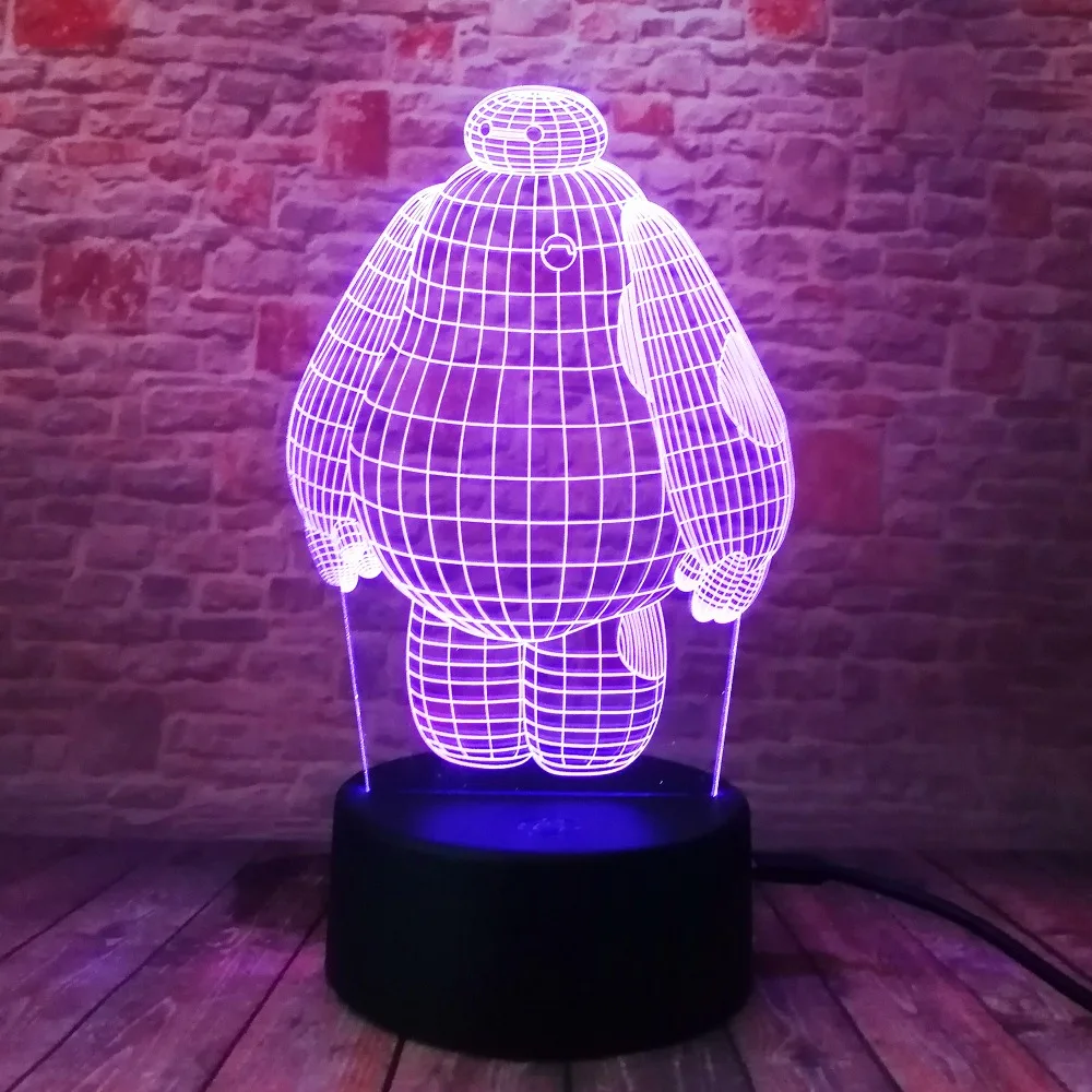 Новый креативный 3D светильник Baymax с героями мультфильма Большой Герой 6