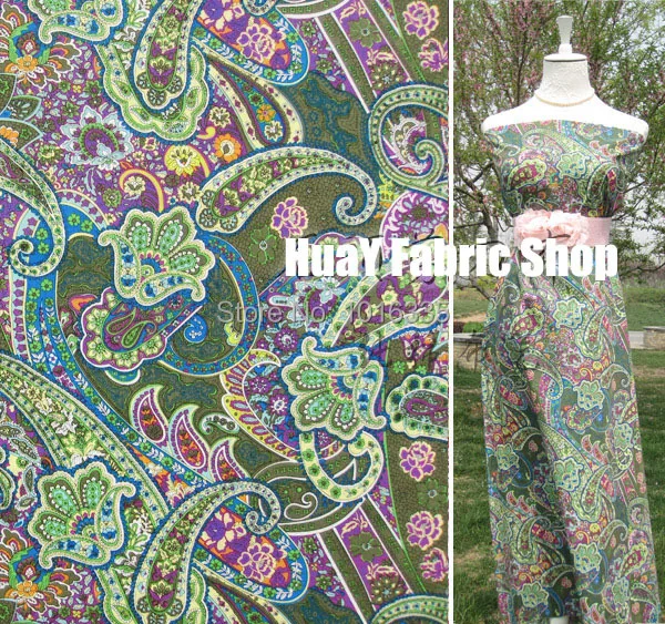 Горячая Распродажа винтажные зеленые с пейсли ветчиной и розой ширина 1 48 метра
