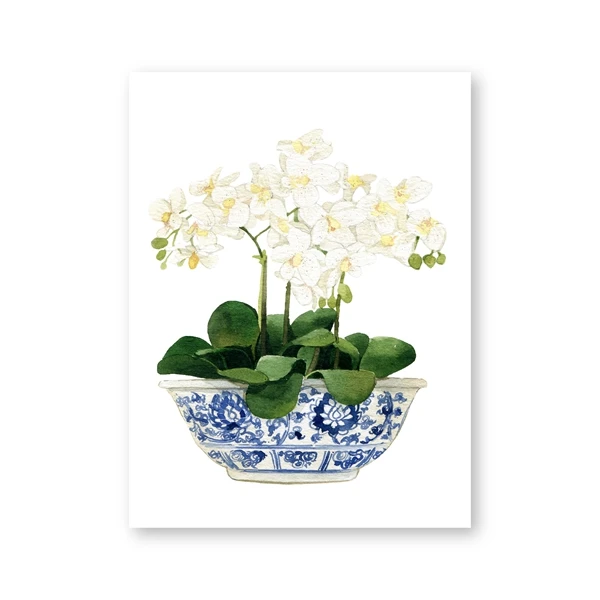 PH2672 Белая орхидея и Магнолия акварельный китайский Декор холст печать Восточная Ваза синий белый ива стиль фарфоровая банка с рисунком цветов - Цвет: PH2672