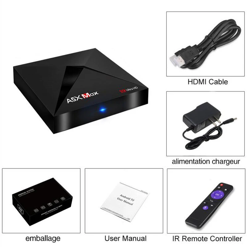OTHA A5X Max 4 ГБ 32 Smart Android 7 1 ТВ Box двойной WiFi 1000 м LAN BT RK3328 Quad Core MINI PC VP9 H.265 HDR10 К