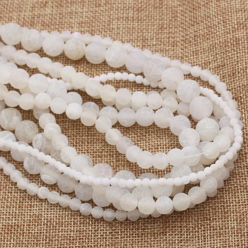 

Wholesale White Frost Crackle agates 6-14mm Round Beads 15",For DIYJewelry making!We provide mixed wholesale for all items !