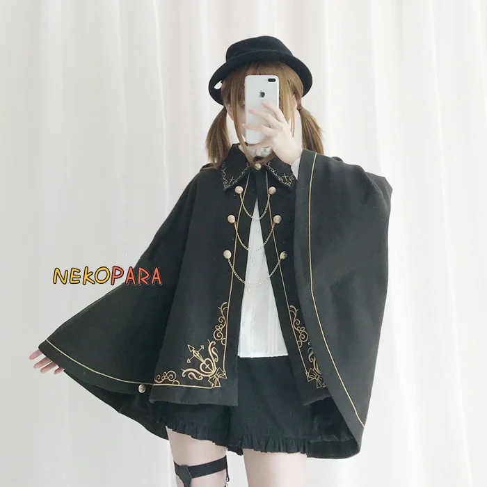 

Darkness Style Gothic Count Wool Blend Cape Coat Chains Cool Winter Outwear Color Black