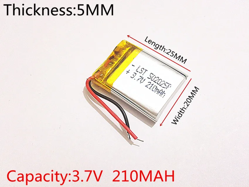 Размер 502025 3 7 V 210mah литий-полимерный аккумулятор с защитной платой для MP3 MP4 MP5 GPS