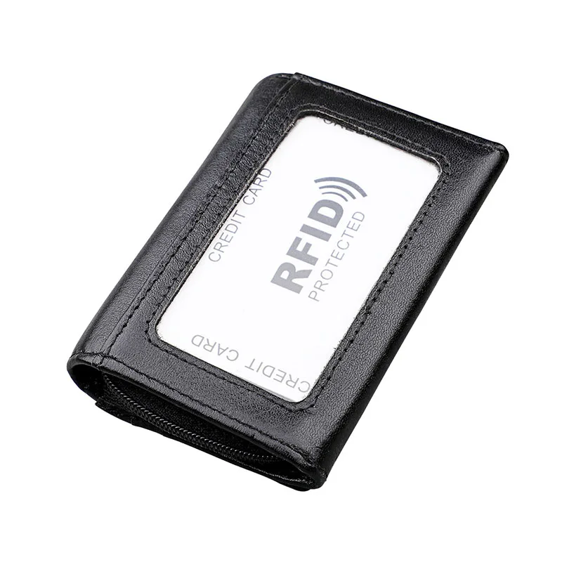 Baellerry стиль RFID визитница минималистский кошелек для мужчин женщин карты ID Держатели пояса из натуральной кожи RFID д - Цвет: Черный