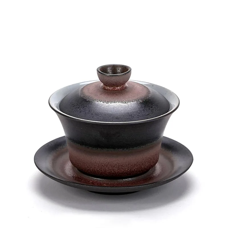 

125ml Japanese Style Ceramic Kung Fu Tea Set Coarse Pottery Gaiwan Masters Cup Tea Bowls Teapot Vintage Home Decoration Tureen