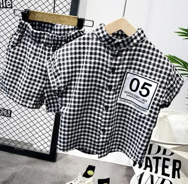 Модный комплект одежды для маленьких мальчиков рубашка с коротким рукавом