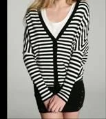 pure cashmere sweater fashion v neck black white stripe cardigans women natural warm high quality clearance sale free shipping
