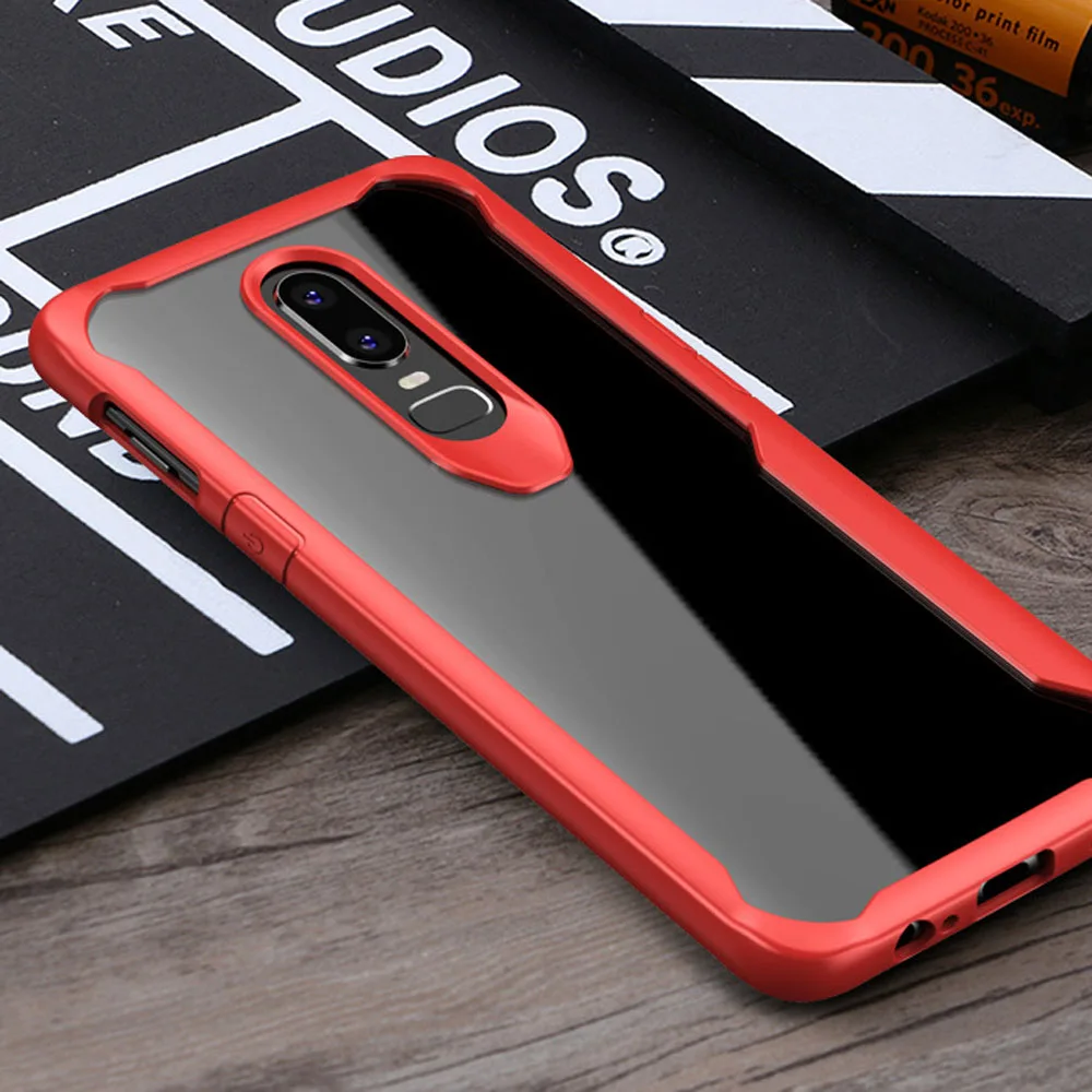 Ultra Thin HD Transparent Clear Case With Shock Absorbing Airbag Soft Silicone &amp PC Back Impact Protective Cover For OnePlus 6 |