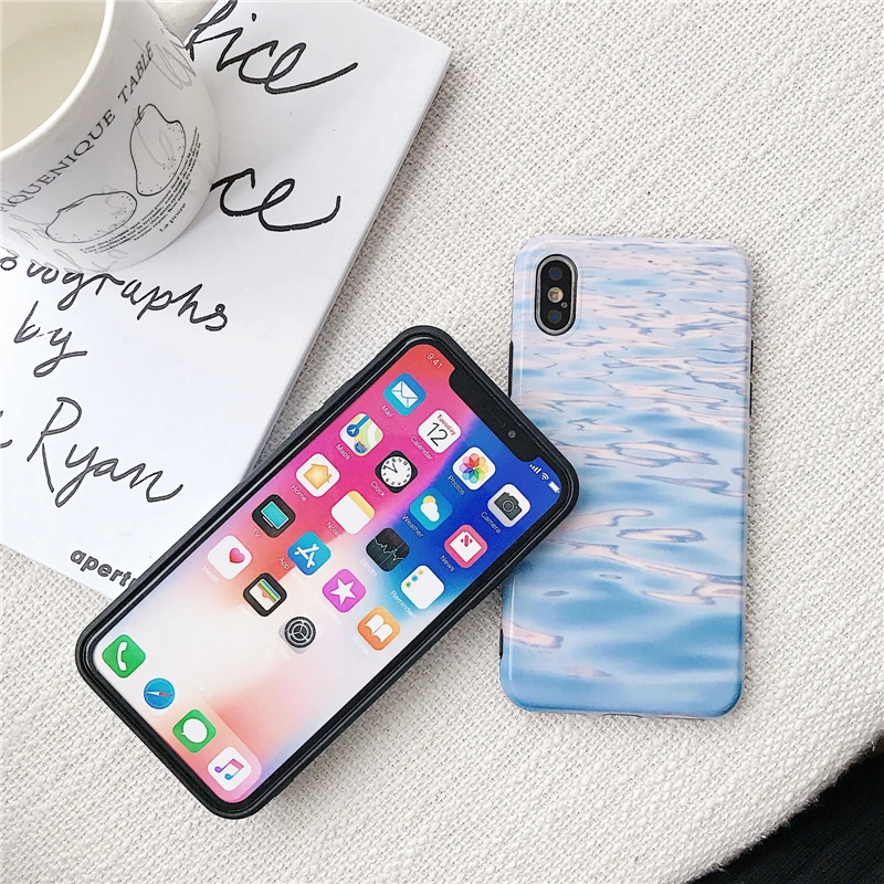 Kexin Phone Case Lack Water Ripple Pattern Soft IMD For iPhone XS Max iphone XR X 7 6S 6 8 Plus Back Cover New |
