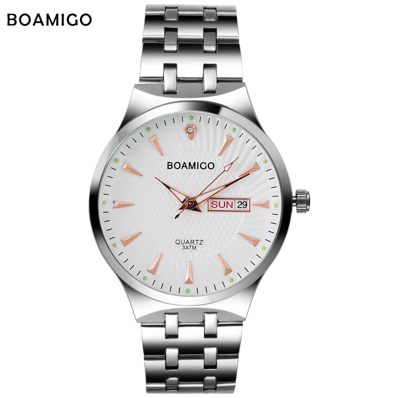 Моды для мужчин кварцевые часы серебро стали наручные платье бизнес мужчины топ