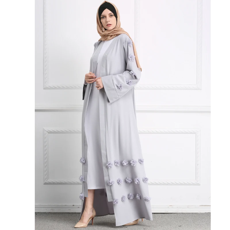 Женское платье в мусульманском стиле, длинное платье с цветочным принтом