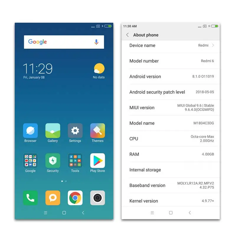 Xiaomi Redmi 6 3 ГБ ОЗУ 32 Гб ПЗУ смартфон Helio P22 Восьмиядерный процессор 12 Мп + 5 МП две