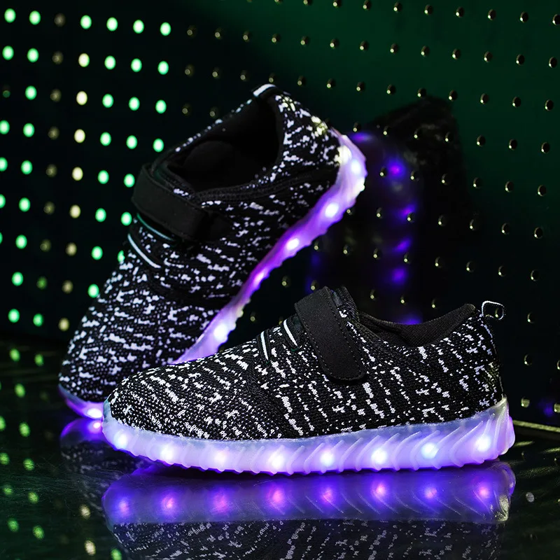 Hook &amp Loop Kids Glowing Shoes Boys Girls Flash Led Light Muti Color Children Luminous Sneakers | Детская одежда и обувь