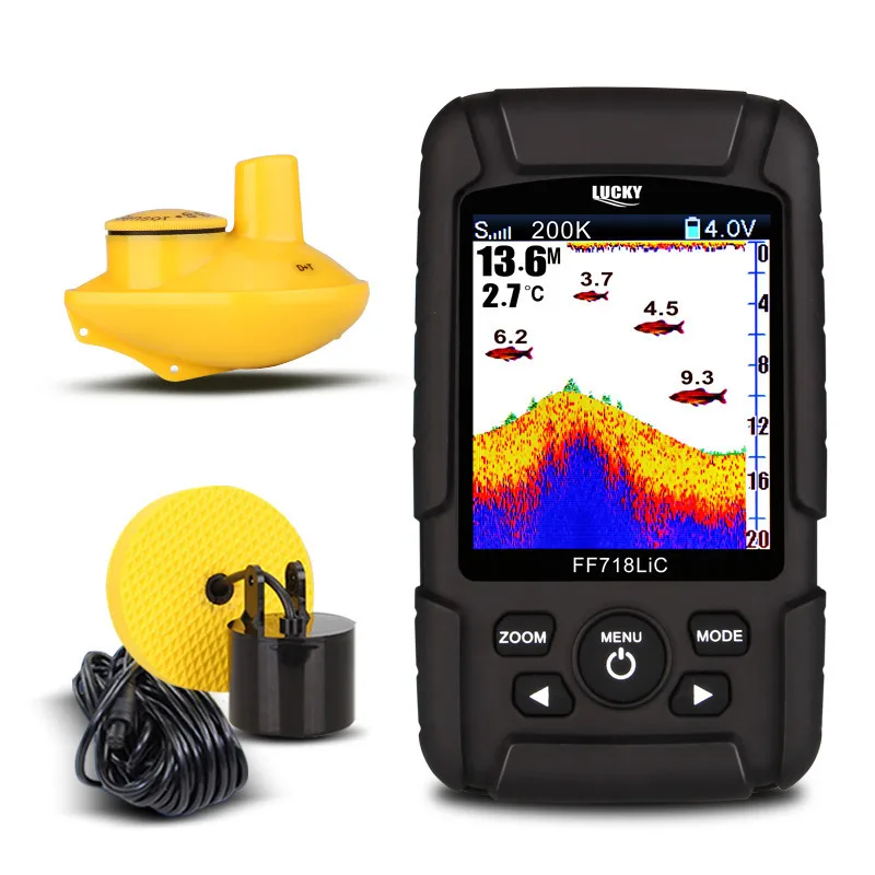 Беспроводной Fishfinder Lucky ff718licd 2.8 &quotЦвет ЖК Портативный Рыболокаторы 200 кГц/83 кГц