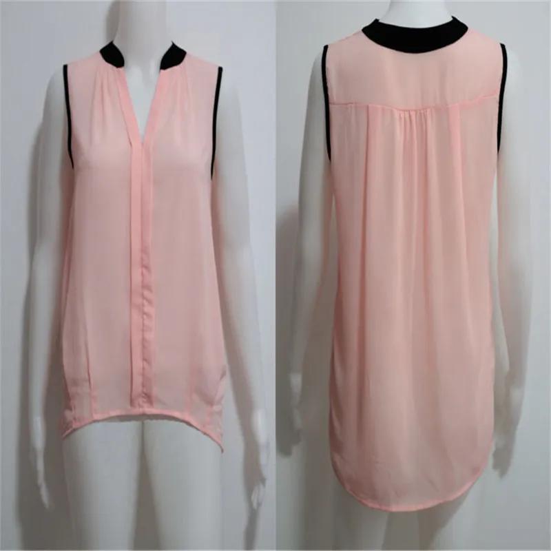 Блузка женская шифоновая без рукавов Элегантная Модная винтажная белая рубашка