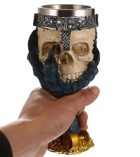 Resin stainless steel goblet skeleton head red wine glass bar special export hawk grab cup | Дом и сад