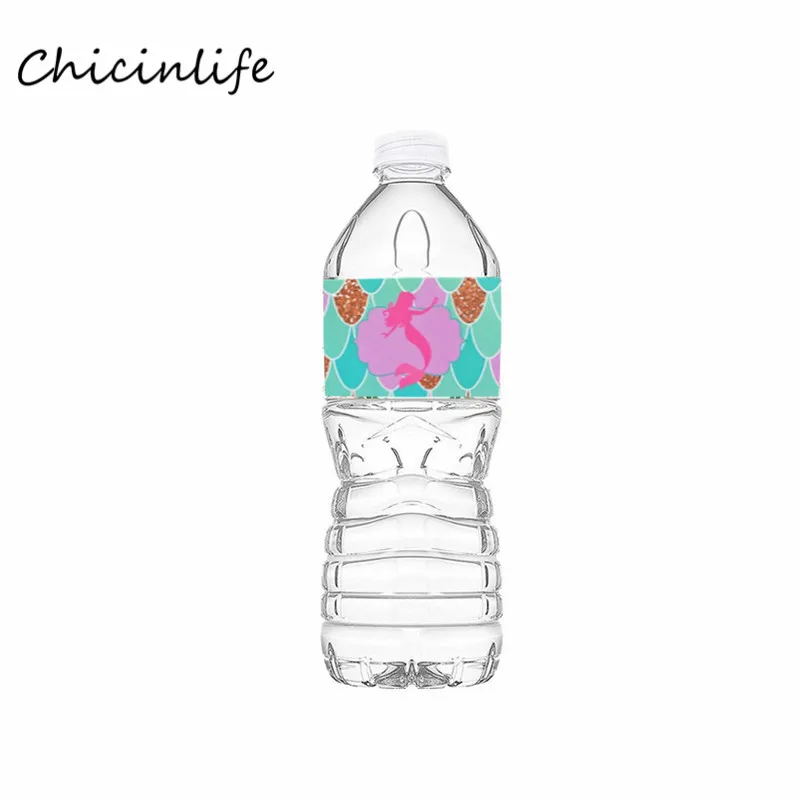 Chicinlife 12 шт Русалочки обертки для бутылок бутылки воды наклейки девочек на день