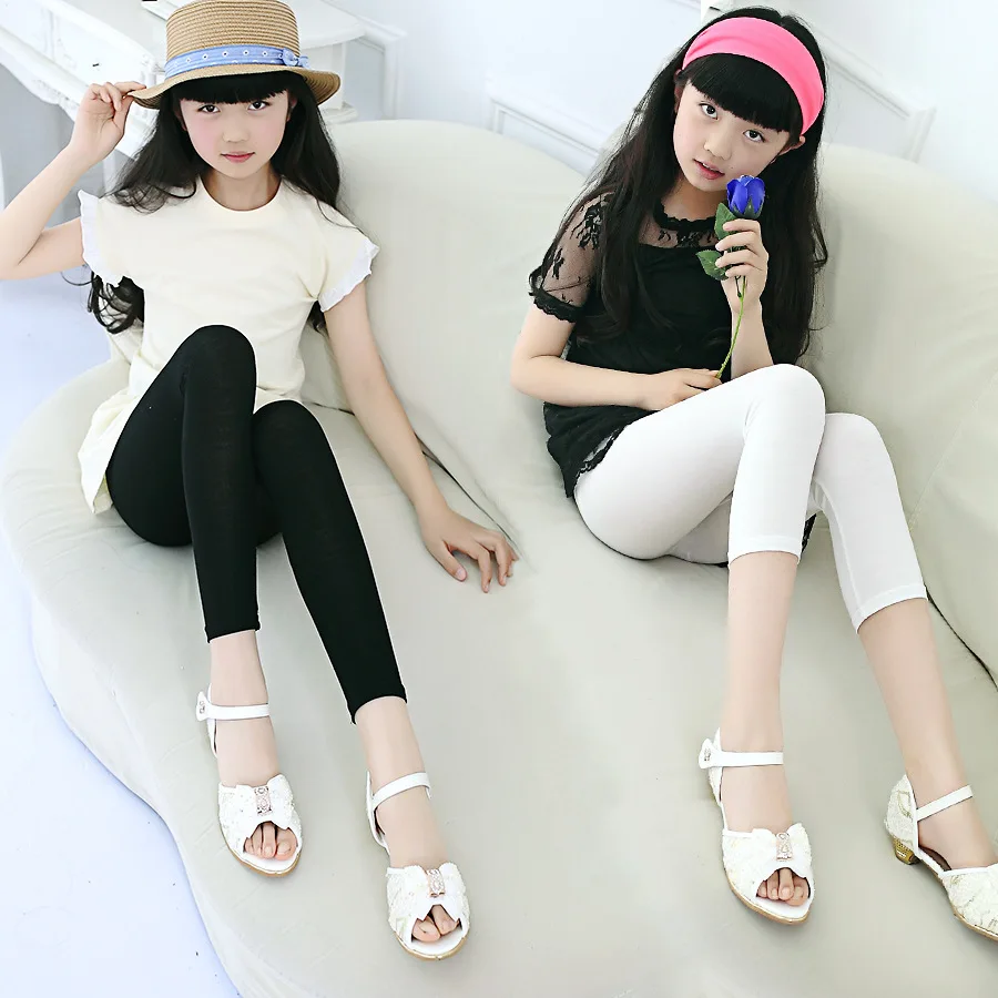 Летние футболки для девочек леггинсы карамельного цвета Детские брюки Штаны