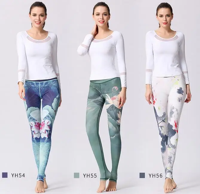 Новинка брюки для йоги с принтом женские облегающие эластичные штаны танцев